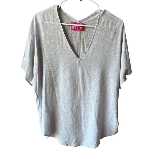 H Squared Top M Light Purple Lightweight V-Neck Batwing Short Sleeves Blouse - Picture 1 of 7